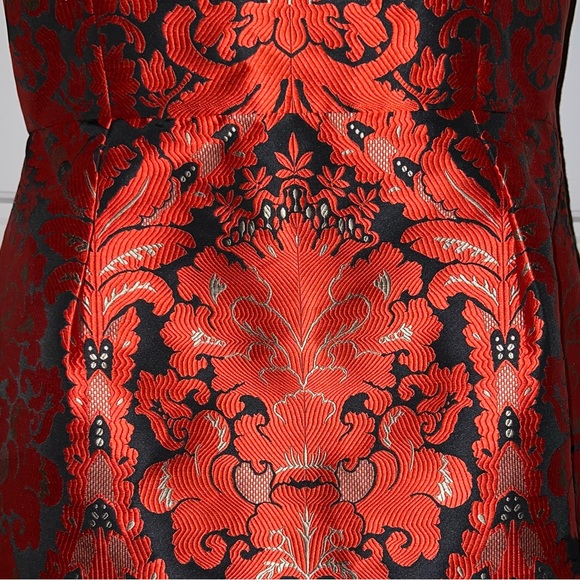 Free People Mini Backless Floral Bohemian Lined Red Black Gold Dress size 10 😍 - Picture 7 of 14